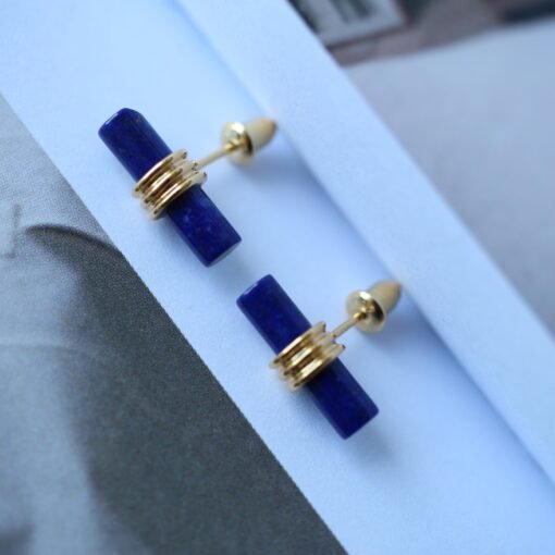 Unique Lapis Lazuli Stud Earring sterling silver|Blue lapis lazuli studs goldVintage Gemstone EarringStick EarringsBest Gift For Her