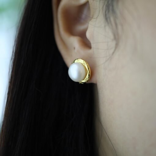 Vintage freshwater pearl stud earrings sterling silver|Real Pearl Studs Earrings gold|Antique Pearl EarringsArt Deco Pearl Earrings Gold - Image 8