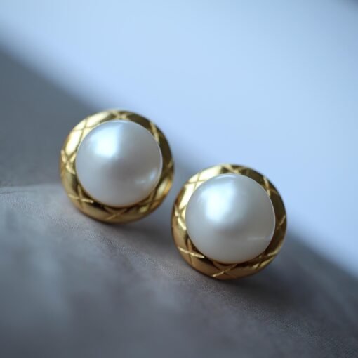 Vintage freshwater pearl stud earrings sterling silver|Real Pearl Studs Earrings gold|Antique Pearl EarringsArt Deco Pearl Earrings Gold - Image 5