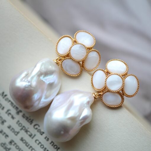 Unique Pearl Drop Earrings sterling silver|Real Fine Pearl drop Earrings|Charm Handmade Pearl Earrings|June Birthstone Pearl Earrings - Image 6