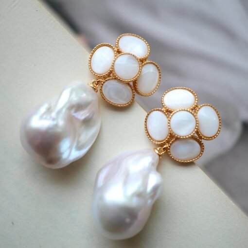 Unique Pearl Drop Earrings sterling silver|Real Fine Pearl drop Earrings|Charm Handmade Pearl Earrings|June Birthstone Pearl Earrings - Image 7