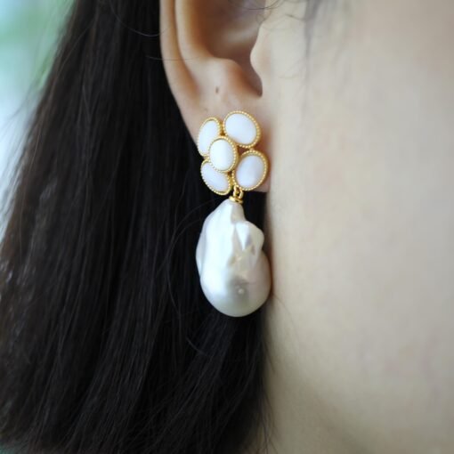 Unique Pearl Drop Earrings sterling silver|Real Fine Pearl drop Earrings|Charm Handmade Pearl Earrings|June Birthstone Pearl Earrings - Image 8