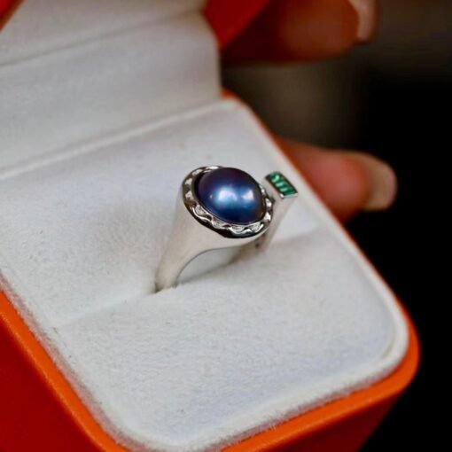 Genuine Mabe Pearl Ring s925 Silver|Unique Vintage Mabe Pearl Jewelry|Statement Art Deco pearl ring Women|Handmade Bezel Mabe Pearl ring - Image 3