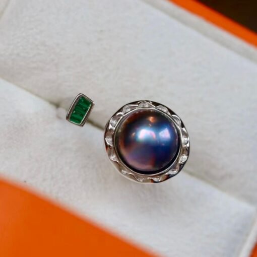 Genuine Mabe Pearl Ring s925 Silver|Unique Vintage Mabe Pearl Jewelry|Statement Art Deco pearl ring Women|Handmade Bezel Mabe Pearl ring - Image 6