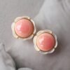 Natural pink Conch Pink Shell Earrings|Pink Sea Shell Stud Earrings|Untreated pink gemstone Cabochon Earrings|Pink Queen Conch Shell Earring