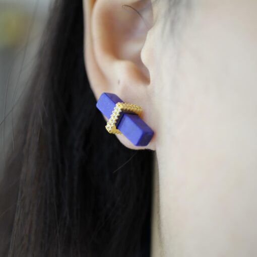 Unique Lapis Lazuli Stud Earring sterling silver|Blue lapis lazuli studs goldVintage Gemstone EarringStick EarringsBest Gift For Her - Image 7