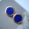 Genuine round Lapis Lazuli Stud Earring sterling silverUnique Simple Blue Gemstone Earring WomenMinimalist September Birthstone Gift Gold