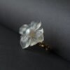 Genuine Moonstone with Pearl Ring/Unique Moonstone rings/Tiny Petal Flower ring|Hand Carved Moonstone rings|Art deco moonstone ring for her