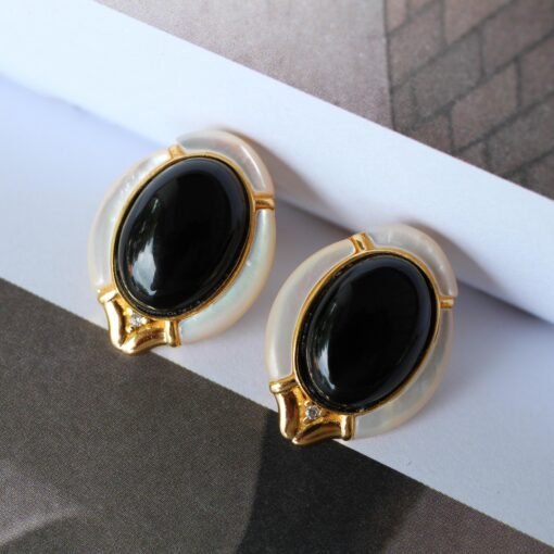 Natural Black Agate Studs Earrings s925 Silver|Oval Black Agate StudHandmade Black Agate Studs|Unique Gemstone Earring|Best Mothers day Gift