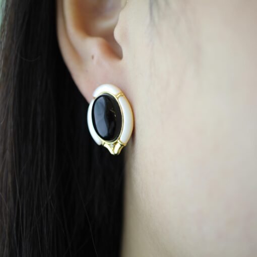 Natural Black Agate Studs Earrings s925 Silver|Oval Black Agate StudHandmade Black Agate Studs|Unique Gemstone Earring|Best Mothers day Gift - Image 8