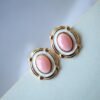 Natural Pink Queen Conch Shell stud earring gold plated silver|Statement Pink Gemstone Jewelry|Unique Earring For Her|Vintage Stud Earring