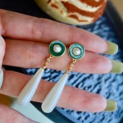 Genuine Malachite dangle Earrings Sterling Silver|Statement Malachite Earrings|Oval Halo Malachite Earrings Silver|Vintage malachite studs