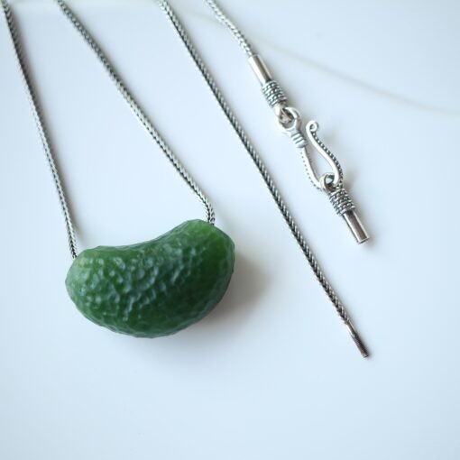 Unique Carved Green Nephrite Jade Pendant|Authentic Natural Art Deco Nephrite Necklace 925 silver Women|Dainty Handmade Jade Pendant Men - Image 5