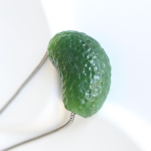 Unique Carved Green Nephrite Jade Pendant|Authentic Natural Art Deco Nephrite Necklace 925 silver Women|Dainty Handmade Jade Pendant Men - Image 6