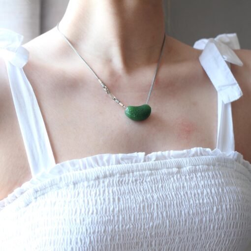 Unique Carved Green Nephrite Jade Pendant|Authentic Natural Art Deco Nephrite Necklace 925 silver Women|Dainty Handmade Jade Pendant Men - Image 7