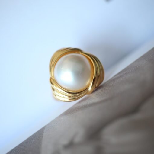 Natural Mabe Pearl Ring With s925 Sterling Silver|Vintage Pearl Jewelry|Statement Pearl Ring silver|Everyday Real Pearl ringgift for mom - Image 6