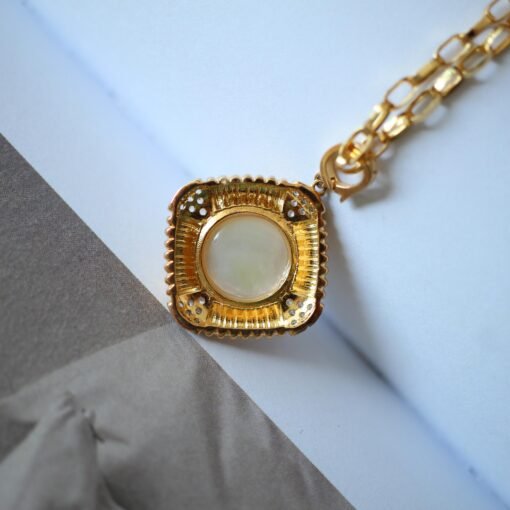 Natural Mabe Pearl Necklace Sterling Silver|Statement Antique Mabe Pearl Pendant|Vintage white mabe Pearl Pendant|Hand carved Jewelry women - Image 6