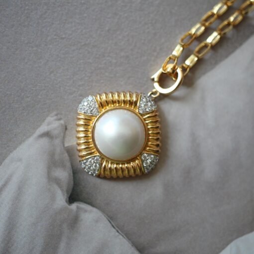 Natural Mabe Pearl Necklace Sterling Silver|Statement Antique Mabe Pearl Pendant|Vintage white mabe Pearl Pendant|Hand carved Jewelry women - Image 4