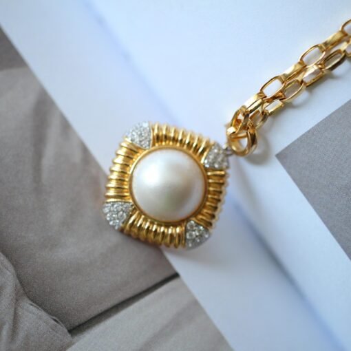 Natural Mabe Pearl Necklace Sterling Silver|Statement Antique Mabe Pearl Pendant|Vintage white mabe Pearl Pendant|Hand carved Jewelry women - Image 7