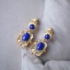 Vintage Lapis Lazuli Drop Earring silver|Natural lapis lazuli earringUnique lapis lazuli drop earring womenArt Deco Lapis Lazuli earrings