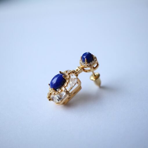 Vintage Lapis Lazuli Drop Earring silver|Natural lapis lazuli earringUnique lapis lazuli drop earring womenArt Deco Lapis Lazuli earrings - Image 4