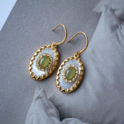 Natural Green Tourmaline drop Earrings silver|Vintage Tourmaline Earring|Green Gemstone Earrings|Antique Handmade Earrings|Anniversary Gift - Image 2