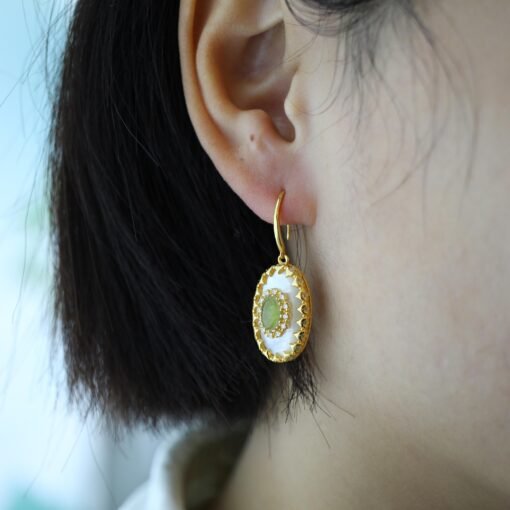 Natural Green Tourmaline drop Earrings silver|Vintage Tourmaline Earring|Green Gemstone Earrings|Antique Handmade Earrings|Anniversary Gift - Image 8