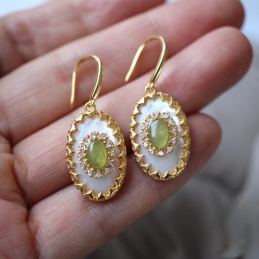 Natural Green Tourmaline drop Earrings silver|Vintage Tourmaline Earring|Green Gemstone Earrings|Antique Handmade Earrings|Anniversary Gift - Image 7