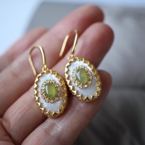 Natural Green Tourmaline drop Earrings silver|Vintage Tourmaline Earring|Green Gemstone Earrings|Antique Handmade Earrings|Anniversary Gift - Image 5