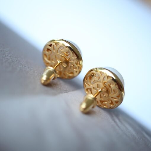 Vintage freshwater pearl stud earrings sterling silver|Real Pearl Studs Earrings gold|Antique Pearl EarringsArt Deco Pearl Earrings Gold - Image 7