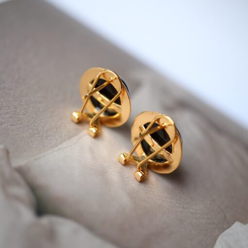 Unique Round Black Agate Stud Earrings silver|Natural Black Agate Earrings Women|Bezel Set Black Agate Jewelry|Modern Real Gemstone Earrings - Image 5