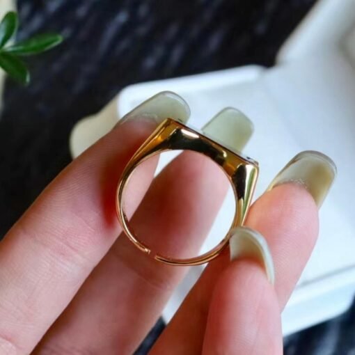 Unique Black Agate With Silver Ring|Vintage Big Black Agate rings Men|Statement Black Gem Jewelry Women/Handmade Squra Black Agate band Gold - Image 8