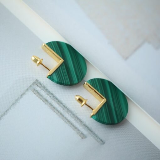 Natural Round Malachite Studs Earrings sterling silver|Minimalist Malachite stud|Statement Green Studs Earrings|Vintage Gemstone Earrings - Image 8