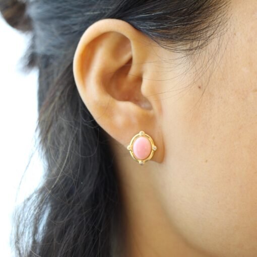 Natural Pink Queen Conch Shell Jewelry set|Pink Sea Shell Stud Earrings|Untreated Pink Gemstone Pendant|Handmade Vintage Jewelry Set women - Image 4