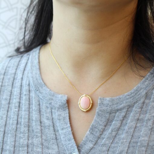 Natural Pink Queen Conch Shell Jewelry set|Pink Sea Shell Stud Earrings|Untreated Pink Gemstone Pendant|Handmade Vintage Jewelry Set women - Image 7