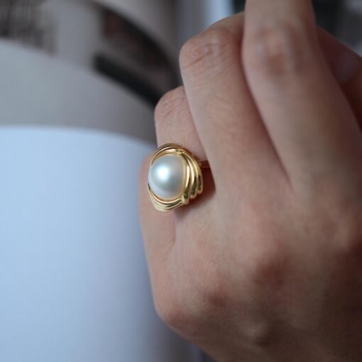 Natural Mabe Pearl Ring With s925 Sterling Silver|Vintage Pearl Jewelry|Statement Pearl Ring silver|Everyday Real Pearl ringgift for mom - Image 8
