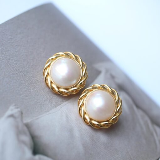 Genuine Seawater Mabe Pearl Stud Earrings s925 Silver|Handmade Uique Vintage Mabe Pearl Jewelry|Statement Wedding Pearl Earrings women - Image 2