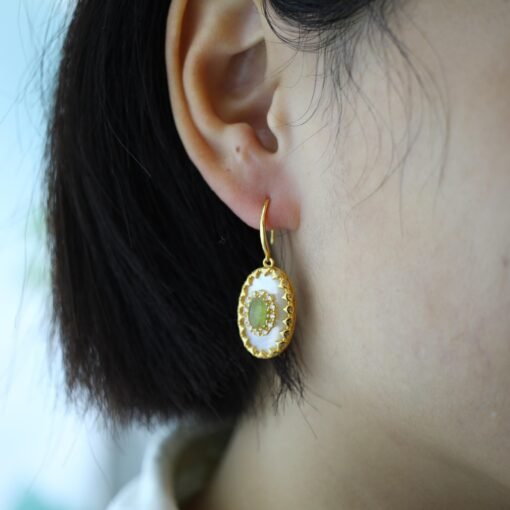 Natural Green Tourmaline drop Earrings silver|Vintage Tourmaline Earring|Green Gemstone Earrings|Antique Handmade Earrings|Anniversary Gift - Image 4