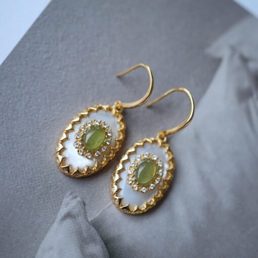 Natural Green Tourmaline drop Earrings silver|Vintage Tourmaline Earring|Green Gemstone Earrings|Antique Handmade Earrings|Anniversary Gift - Image 6