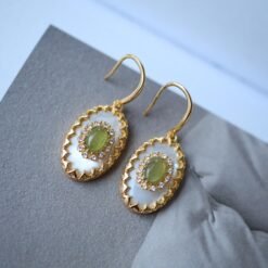 Natural Green Tourmaline drop Earrings silver|Vintage Tourmaline Earring|Green Gemstone Earrings|Antique Handmade Earrings|Anniversary Gift