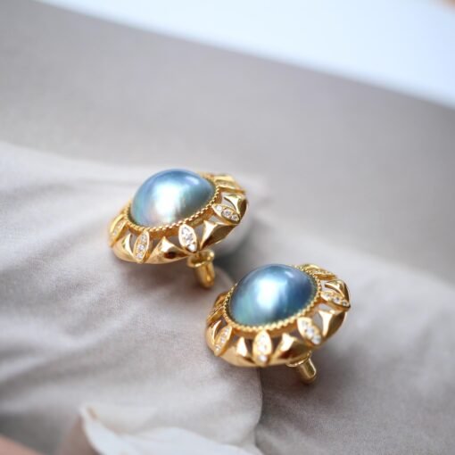 Natural Mabe Pearl Studs Earrings With s925 Silver|Mabe Pearl Jewelry|Vintage Mabe Pearl Earrings|Real Mabe Pearl|Perfect Anniversary Gift - Image 7