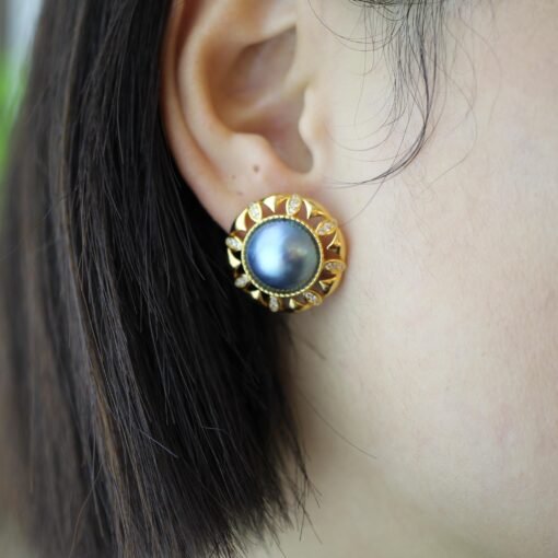 Natural Mabe Pearl Studs Earrings With s925 Silver|Mabe Pearl Jewelry|Vintage Mabe Pearl Earrings|Real Mabe Pearl|Perfect Anniversary Gift - Image 8