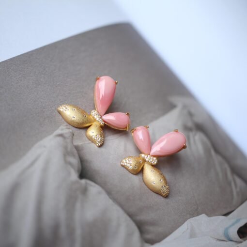 Unique Butterfly Pink Queen Conch Shell Earrings|Pink Sea Shell Stud Earrings sliver|Untreated Pink Gemstone Earrings|Handmade earring women - Image 7
