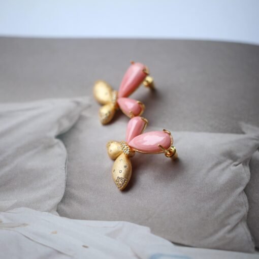 Unique Butterfly Pink Queen Conch Shell Earrings|Pink Sea Shell Stud Earrings sliver|Untreated Pink Gemstone Earrings|Handmade earring women - Image 5