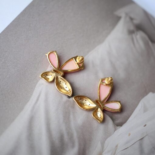 Unique Butterfly Pink Queen Conch Shell Earrings|Pink Sea Shell Stud Earrings sliver|Untreated Pink Gemstone Earrings|Handmade earring women - Image 6
