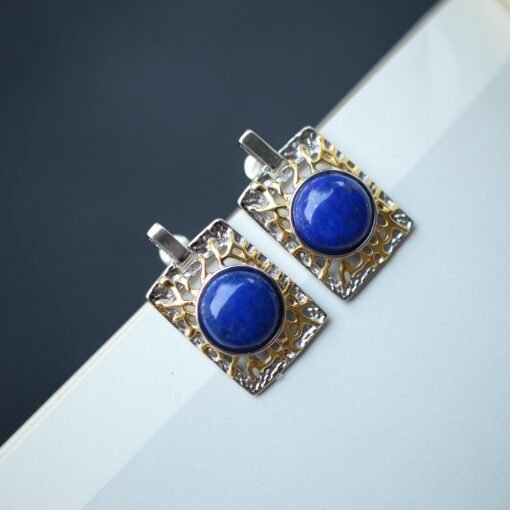 Vintage Lapis Lazuli Drop Gold Plated silver|Natural lapis lazuli Earrings womenUnique Blue Gemstone EarringArt deco lapis lazuli Earrings