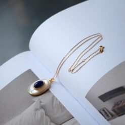 Genuine Oval Lapis Lazuli Necklace 925 Silver|Handmade Statement Vintage lapis lazuli PendantUnique September blue birthstone Jewelry Women