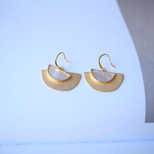 Unique Semicircle Silver Drop Earrings Women|Statement Minimalist Gold Earrings|Modern Big Silver Dangle Earring - Image 2