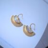 Unique Semicircle Silver Drop Earrings Women|Statement Minimalist Gold Earrings|Modern Big Silver Dangle Earring