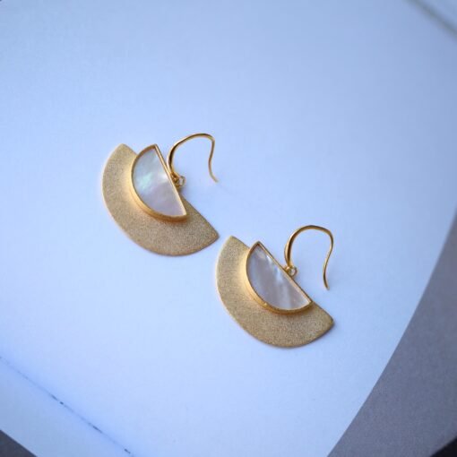 Unique Semicircle Silver Drop Earrings Women|Statement Minimalist Gold Earrings|Modern Big Silver Dangle Earring